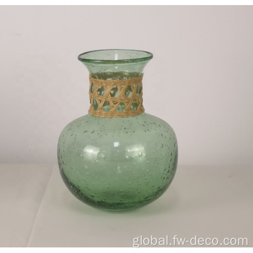 Recycled Glass Balloon Vase 100% Recycled green bubble glass bottles Factory